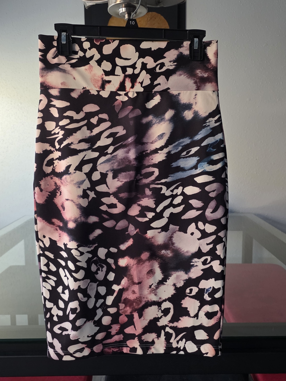 bebe Printed High Waist Midi Pencil Skirt - Pink/Black, Petite Medium NWT